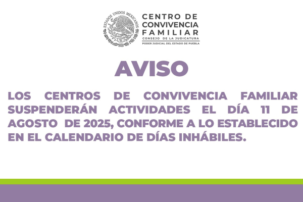 Suspensión de Actividades el Día 11 de Agosto